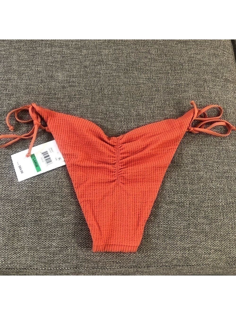 WOMEN’S BECCA Beccaswim Pucker Up Tie Side Swim Bottom Swimwear L Ginger - Picture 7 of 16